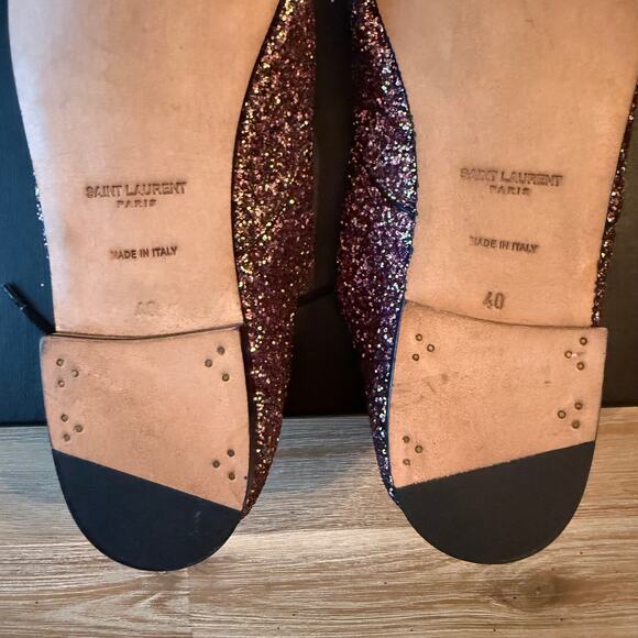 Saint Laurent YSL Glitter Lace-Up Oxford Shoes Size 40 Leather Unisex NIB COA - Picture 6 of 11
